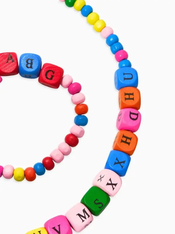 Набор детский &laquo;Выбражулька&raquo; 2 предмета: бусы, браслет d=6 см. алфавит, дерево, разноцветный