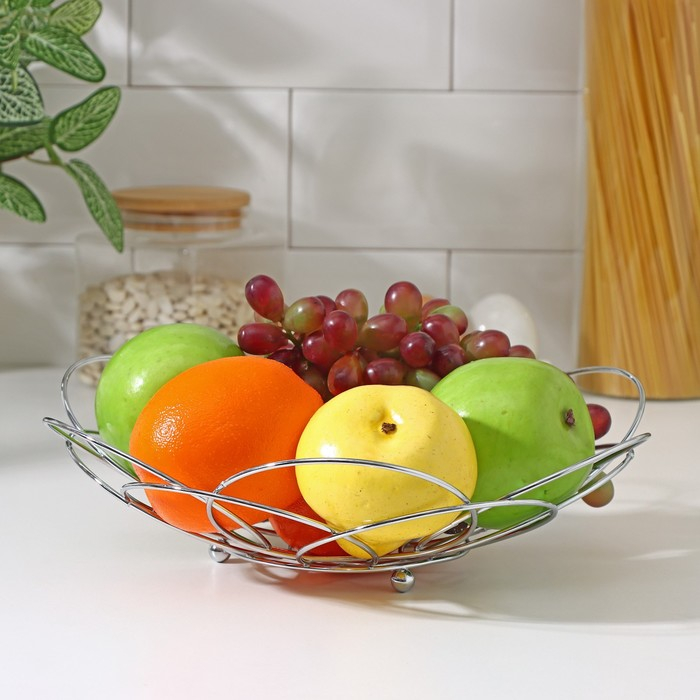 Фруктовница Доляна, 28,5×28,5×8,5 см, цвет хром