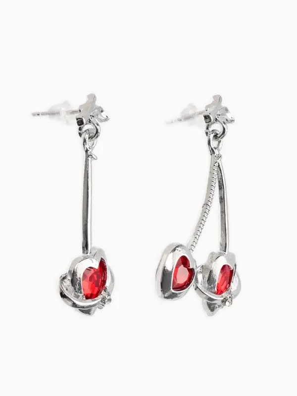 Серьги &laquo;Сердечная вишня&raquo;, красные в серебре