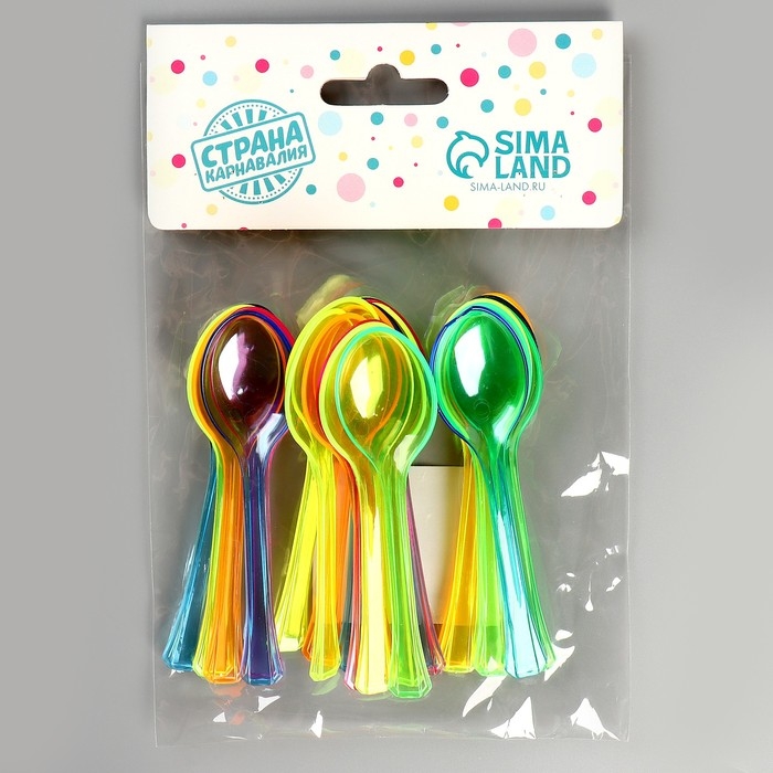 Ложки пластиковые, в наборе 24 штуки, цвета МИКС Ложки пластиковые, в наборе 24 штуки, цвета МИКС