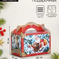 Подарочная новогодняя коробка &laquo;ЗИМНЯЯ СКАЗКА в красном&raquo; Чемоданчик средний 20&times;12&times;19 см