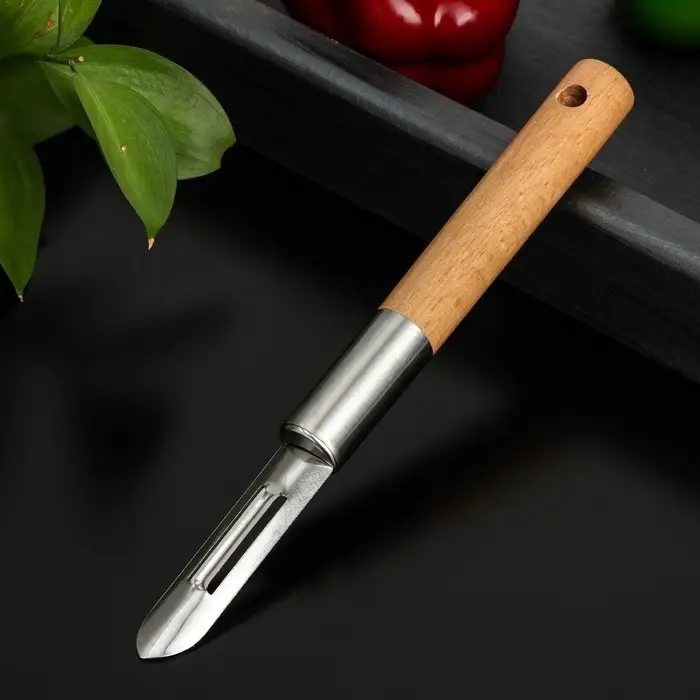 Овощечистка вертикальная Доляна «Валдай», нержавеющая сталь, цвет коричневый Овощечистка вертикальная Доляна «Валдай», нержавеющая сталь, цвет коричневый