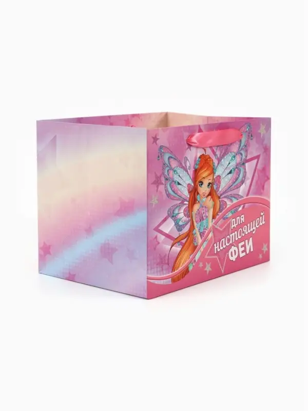 Пакет подарочный с широким дном &laquo;Для настоящей феи&raquo;, Winx, 25&times;19&times;18 см
