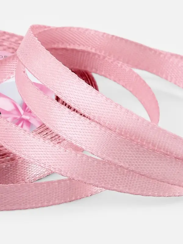 Лента атласная, 6 мм, 23&plusmn;1 м, розовая
