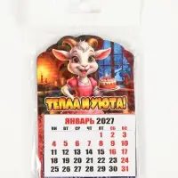Магнит новогодний календарь отрывной 2027 &laquo;Тепла и уюта!&raquo; 6.5&times;10 см