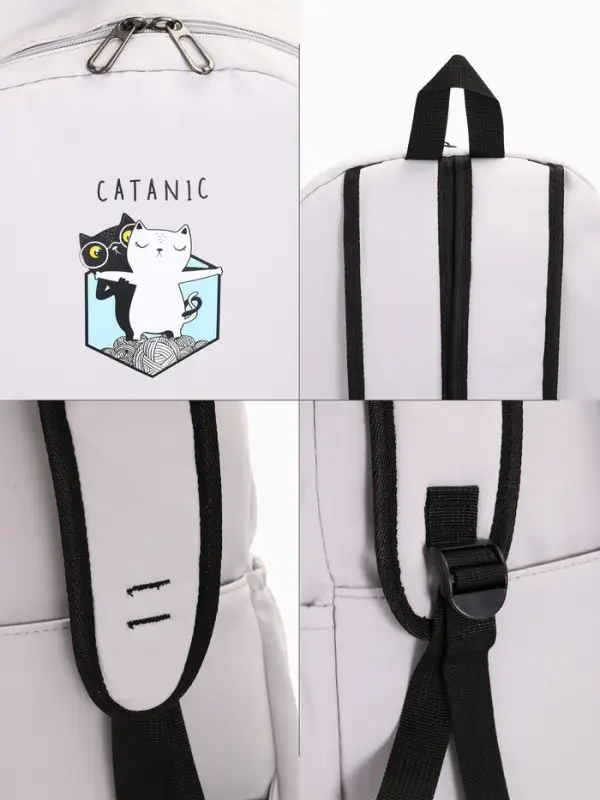 Рюкзак школьный на молнии, с карманами, с принтом, размер 30&times;12&times;43 см, серый