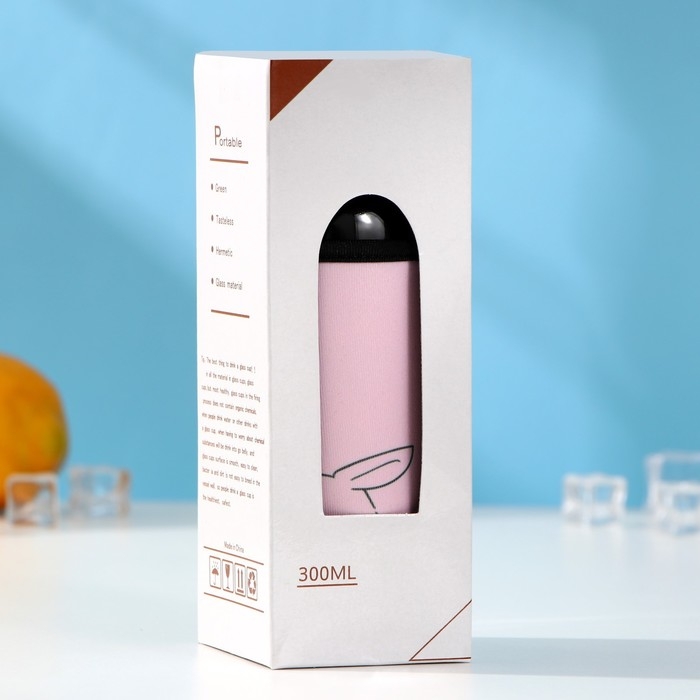 Бутылка для воды стеклянная в чехле «Лучшие друзья», 300 мл, h=16,5 см, рисунок МИКС Бутылка для воды стеклянная в чехле «Лучшие друзья», 300 мл, h=16,5 см, рисунок МИКС