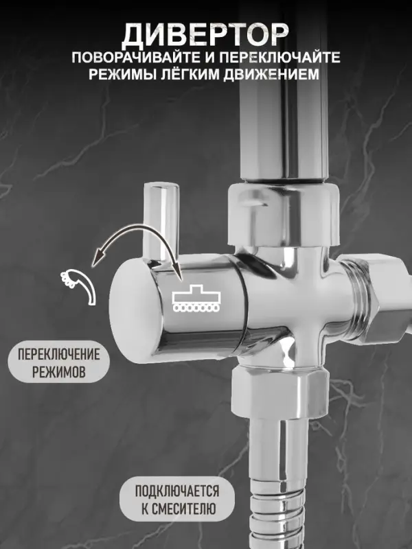Душевая система ZEIN Z1004, тропическая и ручная лейка, шланги, стойка, мыльница, хром