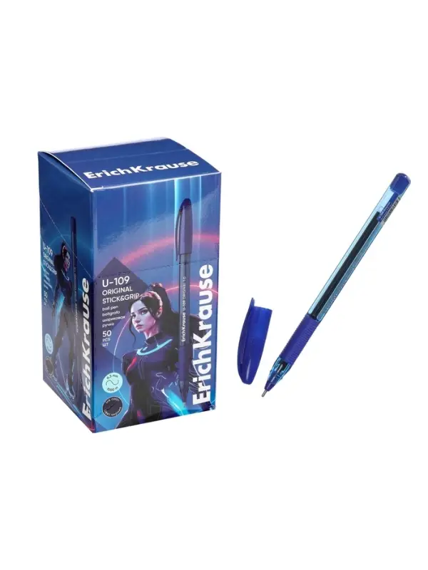 Ручка шариковая ErichKrause U-109 Original Stick&Grip, узел 1 мм, синяя
