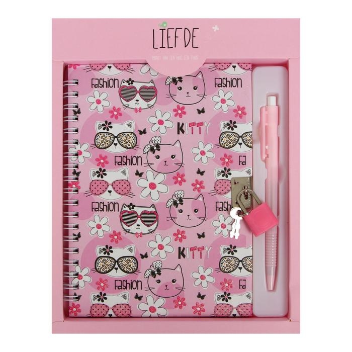 Записная книжка в подарочной коробке, А5, 45 листов, на замке, на гребне, линия, с ручкой, МИКС Записная книжка в подарочной коробке, А5, 45 листов, на замке, на гребне, линия, с ручкой, МИКС