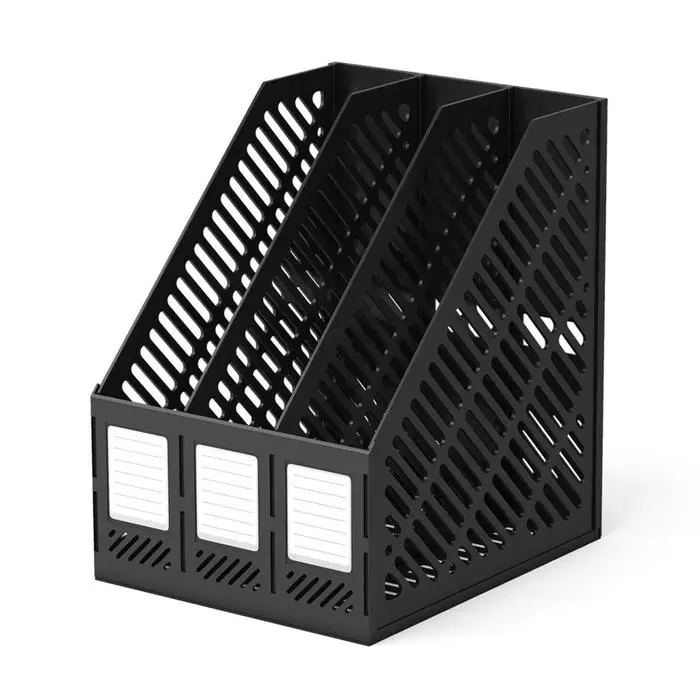 Лоток для бумаг ErichKrause, А4, сборный, вертикальный, 3 отделения, чёрный