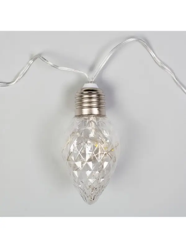 Гирлянда &laquo;Нить&raquo; 3 м с насадками &laquo;Лампочки шишки&raquo;, IP20, прозрачная нить, 80 LED, свечение мульти, 8 режимов, 220 В