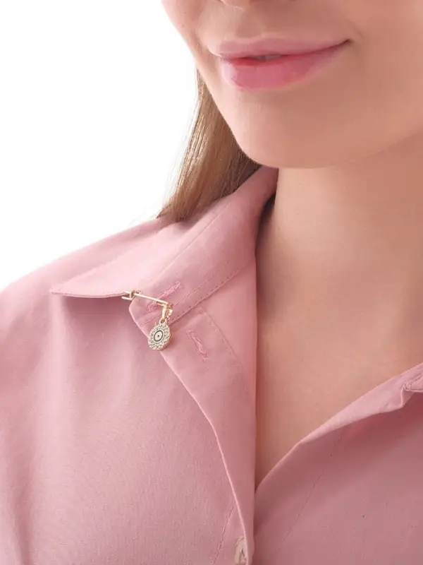 Булавка-оберег &laquo;Медальон&raquo;, глаз, 3 см, бело-синяя в золоте