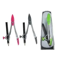 Циркуль металлический Calligrata, 115 мм, с чернографитным карандашом, в пластиковом пенале, МИКС