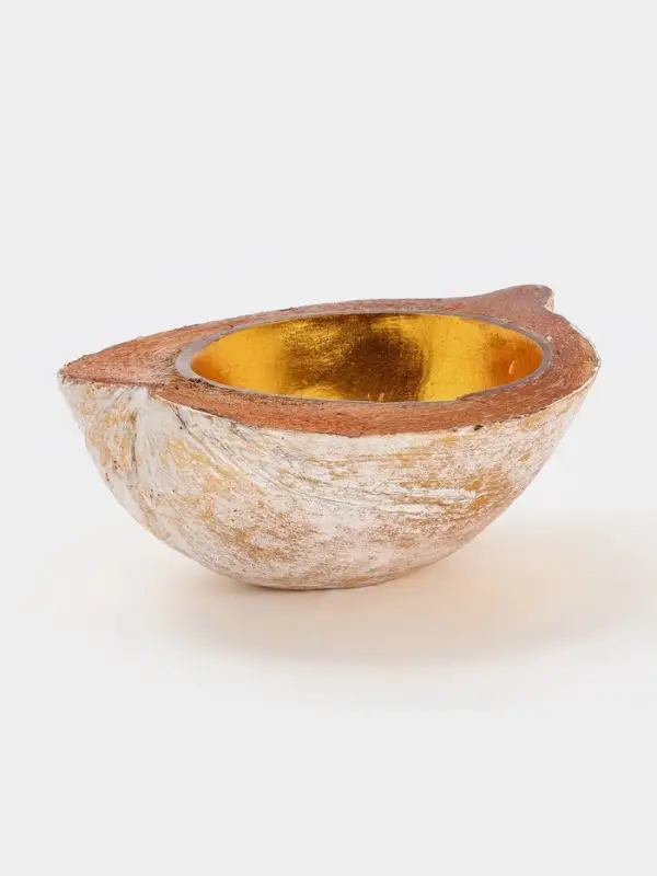 Чаша из кокоса, 18&times;18&times;10 см, бежево-золотая