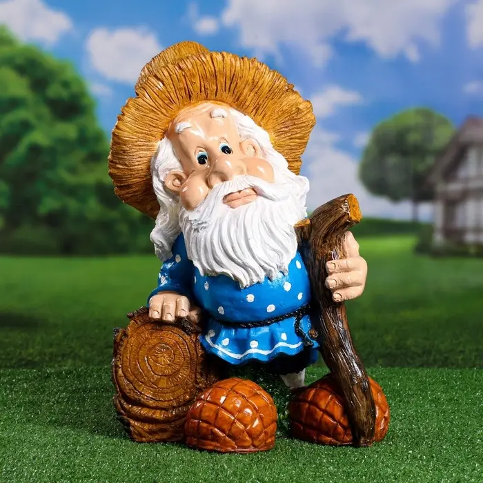 Садовая фигура из полистоуна &laquo;Гном - лесовик&raquo;, 49&times;27&times;35 см