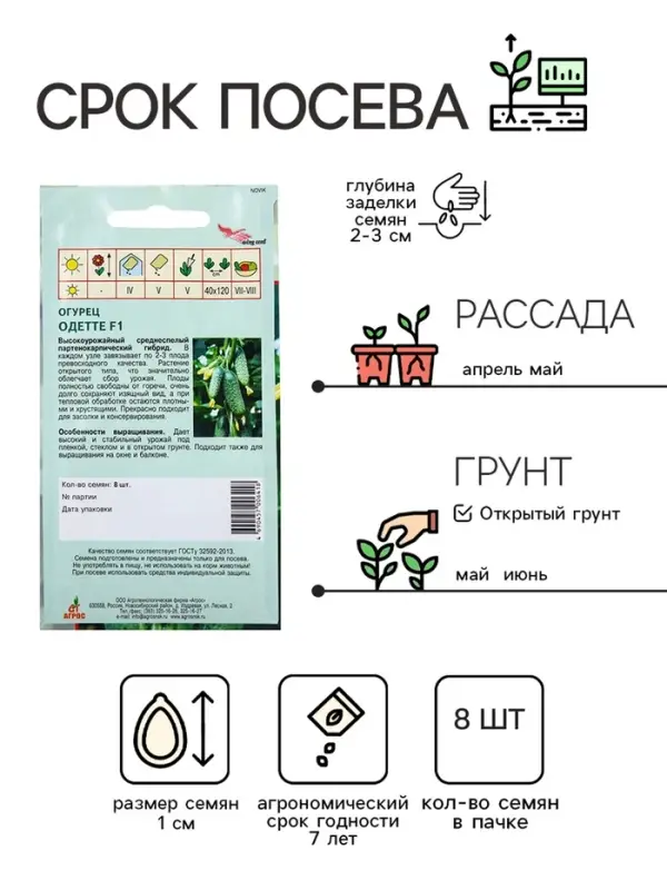 Семена Огурец"Одетте"F1 8шт* Wing Seed