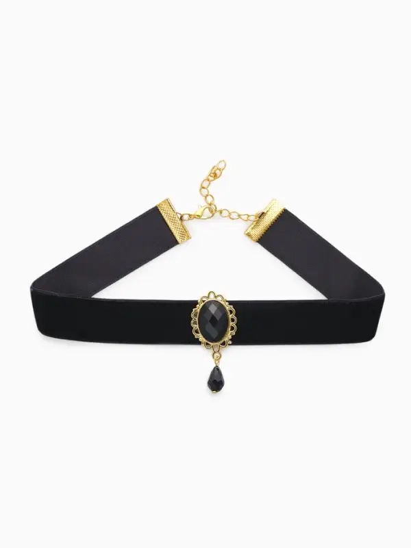 Чокер &laquo;Александрия&raquo;, ажур, овал, чёрный в золоте, 30 см