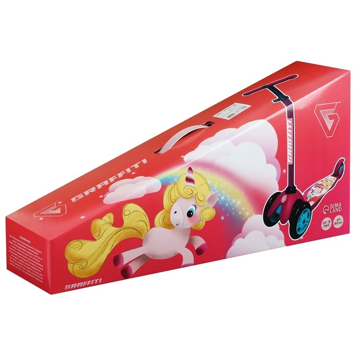 Самокат GRAFFITI «Единорожки», колёса PU 110/75 мм, ABEC 7, цвет розовый Самокат GRAFFITI «Единорожки», колёса PU 110/75 мм, ABEC 7, цвет розовый