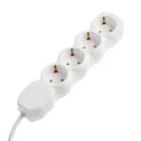 Удлинитель сетевой Luazon Lighting ECO, 4 розетки, 2.7 м, 16 А, 3500 Вт, заземление, белый