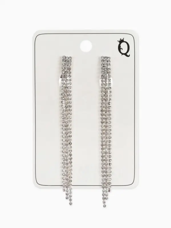 Серьги клипсы для ушей QF &laquo;Лёд&raquo;, тройная сплошная, белые в серебре