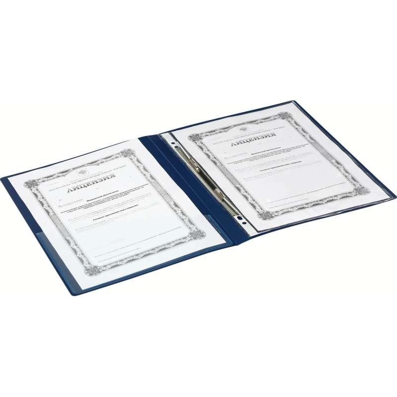 Скоросшиватель пластиковый с пруж.мех. вн.карман Attache А4 син 200л,0,7мм