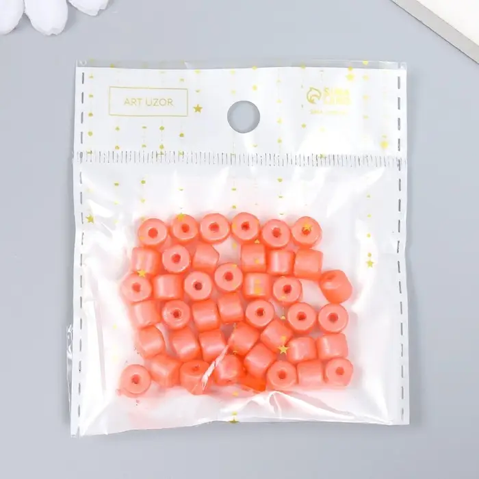 Бусины для творчества пластик цилиндр "Алый" набор 20 гр 0,6х0,6х0,5 см