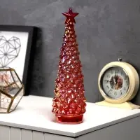 Светодиодная фигура &laquo;Ёлка красная&raquo;, 28&times;12 см, 10 LED, от батареек АААх2, свечение тёплое белое