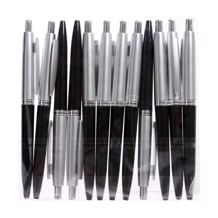 Ручка шариковая автоматическая «Лого. Прано» 0.5 мм, стержень синий, корпус чёрный + серебро Ручка шариковая автоматическая «Лого. Прано» 0.5 мм, стержень синий, корпус чёрный + серебро