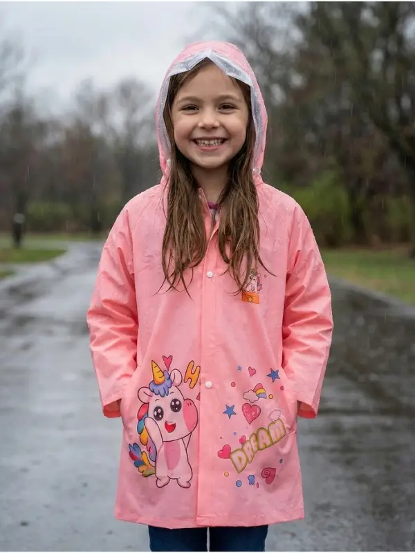 Дождевик детский, рост 120-130, розовый