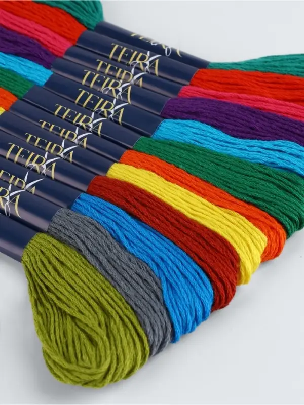 Нитки мулине TEIRA, 8&plusmn;1 м, набор 12 шт., хлопок, разноцветные