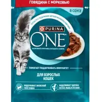 Влажный корм Purina One для кошек, говядина/морковь, 75 г