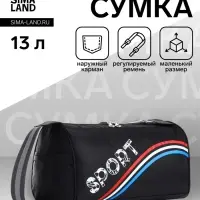 Сумка спортивная на молнии, боковой карман/сетка, регулируемый ремень, маленький размер, чёрная