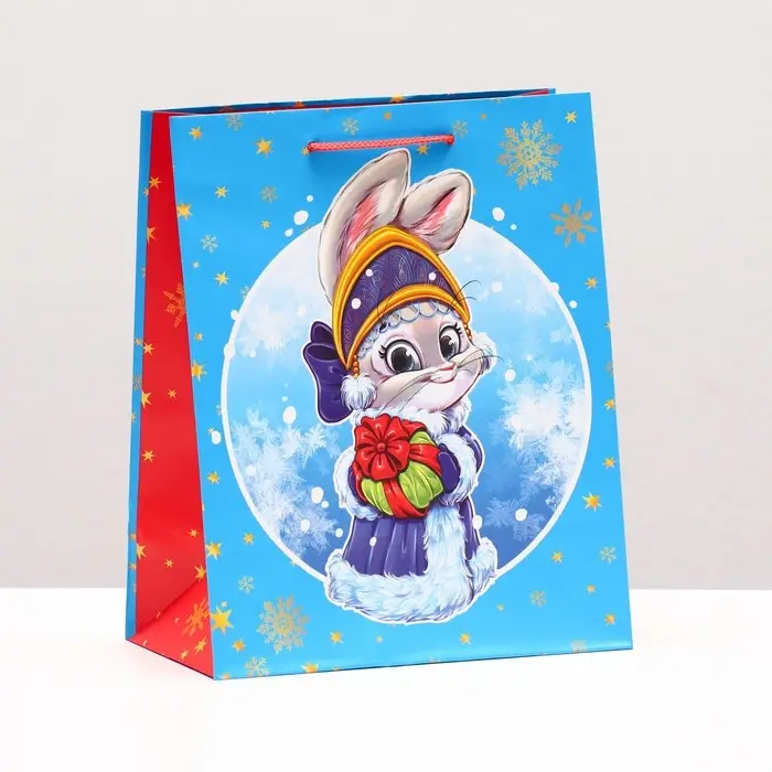 Пакет подарочный Пакет подарочный "Зайка снегурочка" , 18 х 22,3 х 10 см.