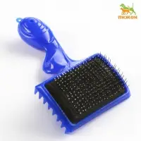 Щётка - пуходёрка большая, основание 84&times;58 мм, с каплями, синяя