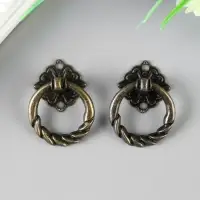 Ручка для шкатулки, ключницы &laquo;Молоточек косичка&raquo;, металл под бронзу, набор 2 шт.