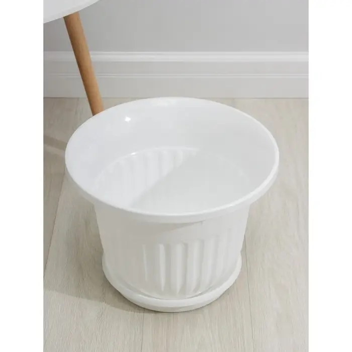 Горшок для цветов с поддоном &laquo;Лозанна&raquo;, 17 л, d=41 см, пластиковый, белый