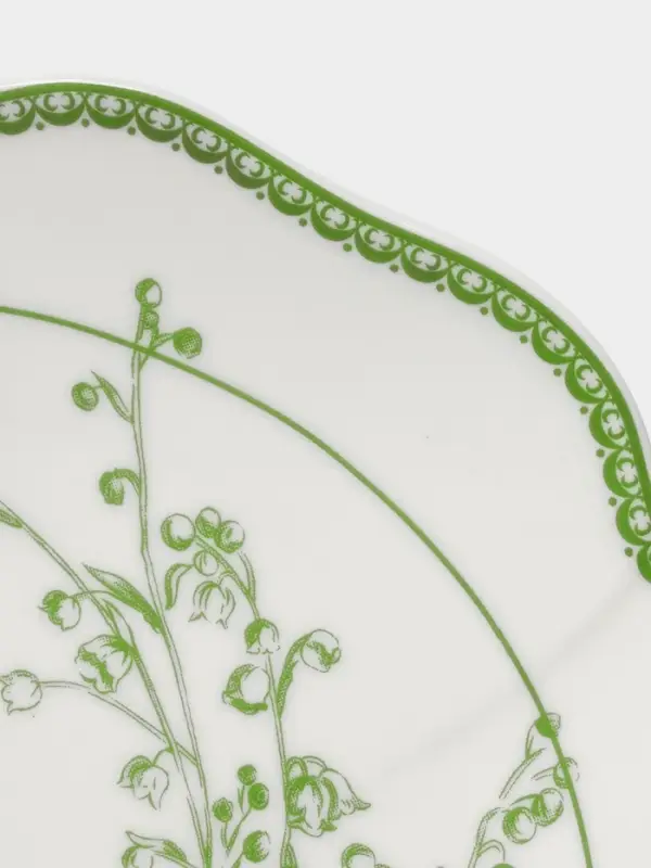 Тарелка десертная WY Bloomware. d=20 см, фарфор, белая, зелёная