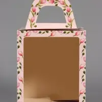 Коробка подарочная пасхальная с окном &laquo;Тюльпаны&raquo;, розовый, 15&times;15&times;18 см