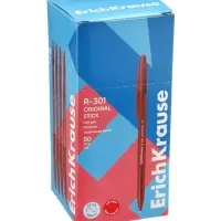 Ручка шариковая ErichKrause R=301 Stick Original, узел 1 мм, красная