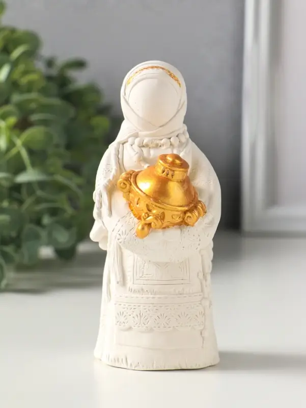 Фигурка гипс &laquo;Берегиня Дуняша&raquo;, 13 см, белая с золотом