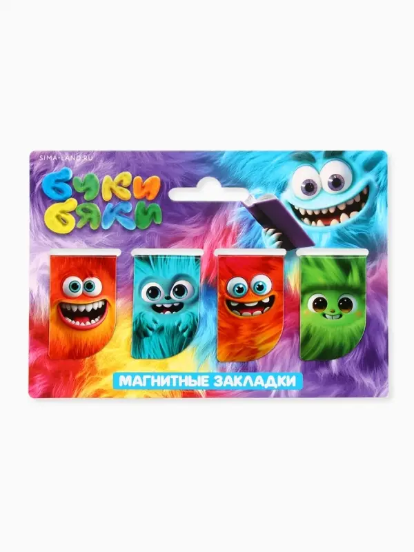 Закладки для книг, магнитные, мини 4 шт Буки Бяки Закладки для книг, магнитные, мини 4 шт Буки Бяки