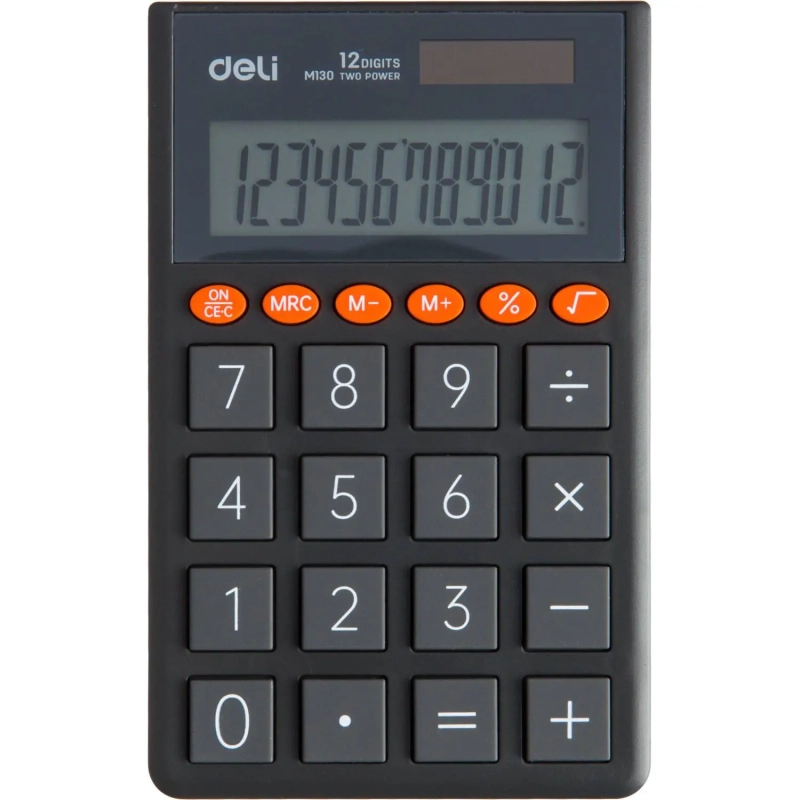 Калькулятор карманный Deli EM130, 12-р,дв.пит.,70.2x8.5x112.2 мм,темн-сер