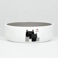 Миска &laquo;Любимые коты&raquo; 300 мл, 13.4&times;13.4&times;4 см, керамика, серая, белая