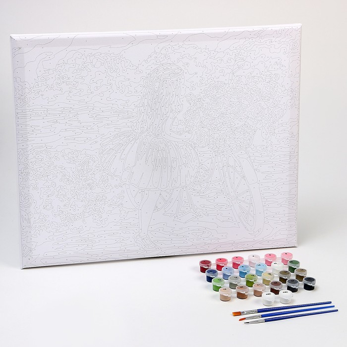 Картина по номерам на холсте с подрамником «Девочка с велосипедом», 40 х 50 см