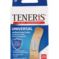 Лейкопластырь медицинский бактерицидный TENERIS Universal, полимерная основа, 7.6&times;1.9 см, 20 шт.