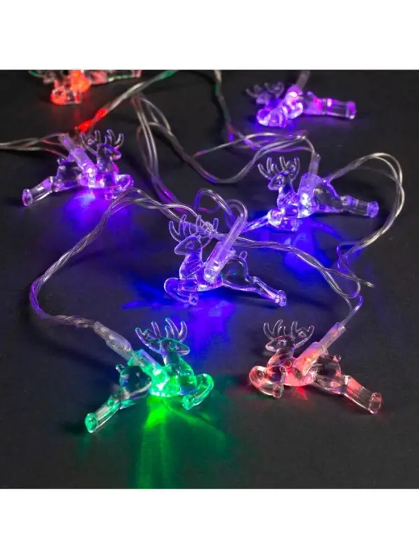 Гирлянда &laquo;Нить&raquo; 5 м с насадками &laquo;Олени&raquo;, IP20, прозрачная нить, 20 LED, свечение мульти (RG/RB), мигание, 220 В