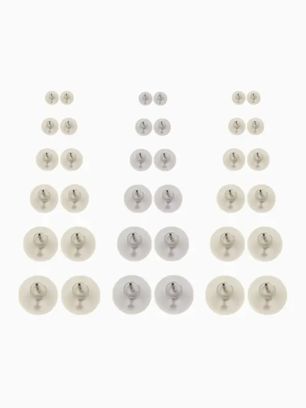 Серьги пусеты 18 пар &laquo;Рэйчел&raquo;, бусина d=5-12 мм, молочно-белые