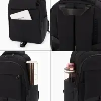 Рюкзак школьный, 2 отделения, 4 кармана, водонепроницаемое дно, 27&times;13&times;38.5 см, чёрный