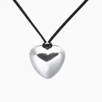 Чокер &laquo;Сердце&raquo;, крупное, металлик, чёрный в серебре, 60 см